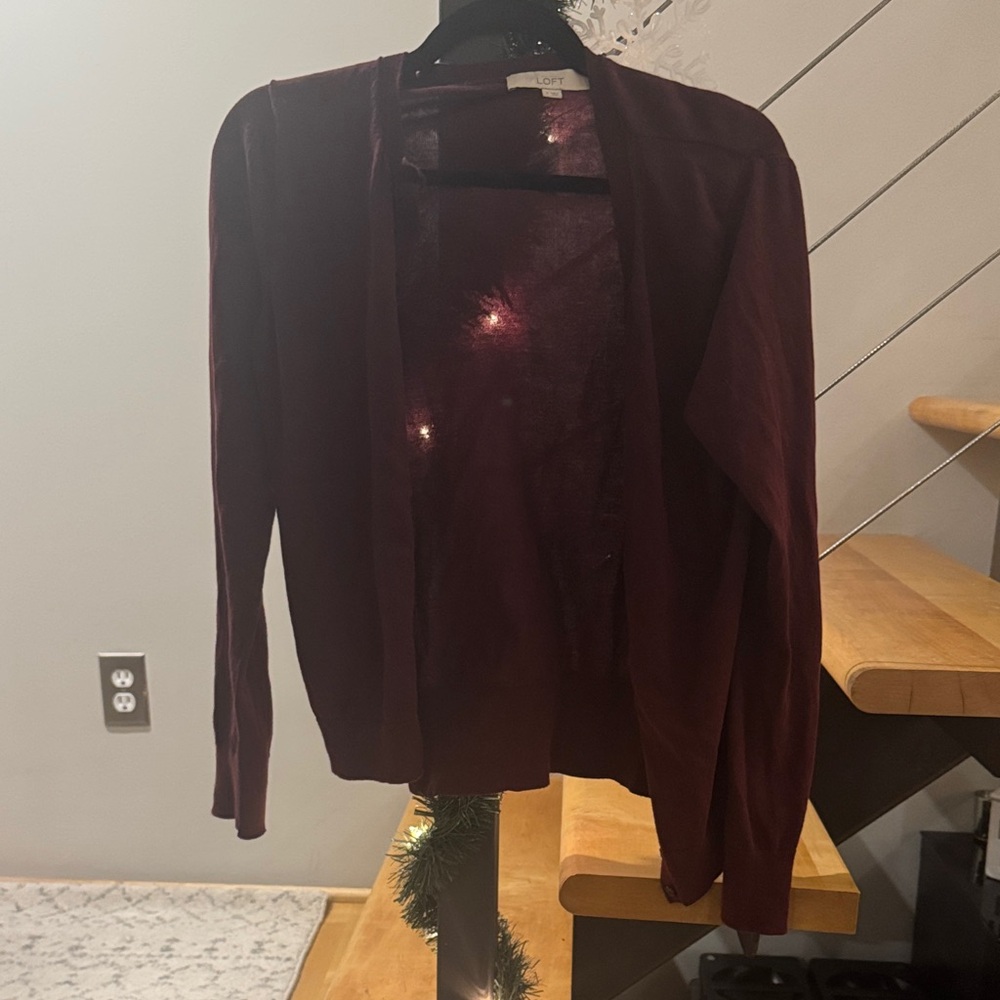 LOFT Women's Deep Deep Red Cardigan